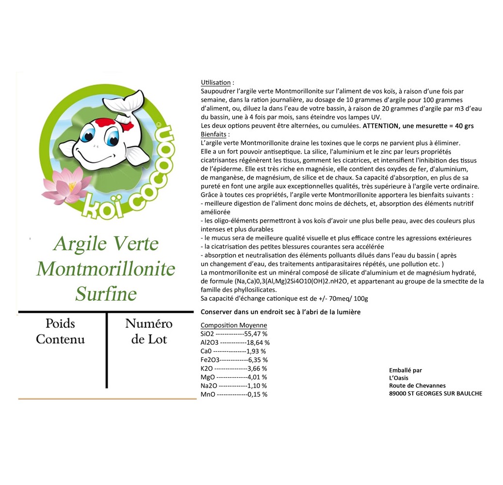 ARGILE VERTE MONTMORILLONITE SAC DE 25KG